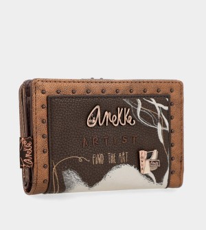 Anekke Nature Shodō Brown Flexible Rfid Geldbörse | 2938-MOALR