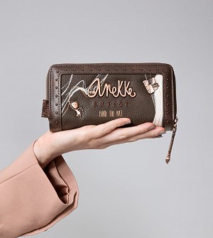 Anekke Nature Shodō Large Brown Rfid Nature Shodō Geldbörse | 2049-KLTJS