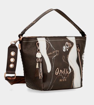 Anekke Nature Shodō Medium Brown Umhängetasche | 1483-CDVTA