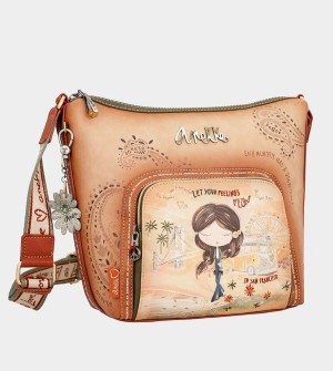Anekke Peace & Love Camel Large Umhängetasche | 8914-GKAMT