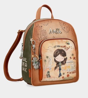Anekke Peace & Love Camel Medium Rucksäcke | 8217-TWVQD