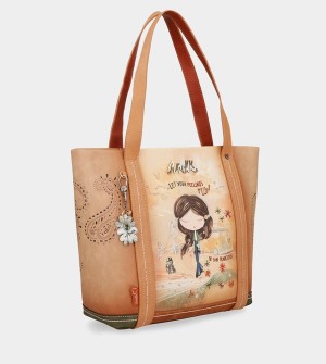 Anekke Peace & Love Camel Shopping Schultertasche | 5168-KXCMJ