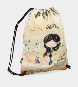Anekke Peace & Love Fabric Drawstring Rucksäcke | 9715-GFPKB