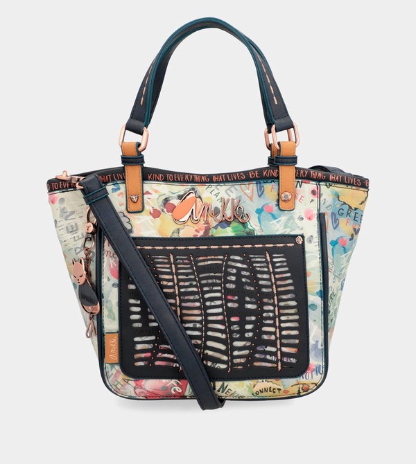 Anekke Nature Pachamama Navy Blue Printed Umhängetasche | 5619-GXQCN