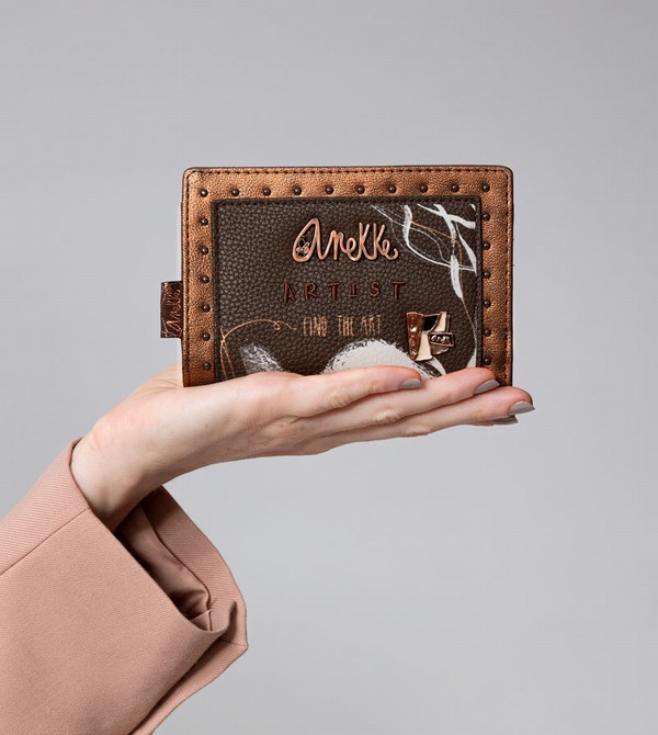 Anekke Nature Shodō Brown Flexible Rfid Geldbörse | 2938-MOALR