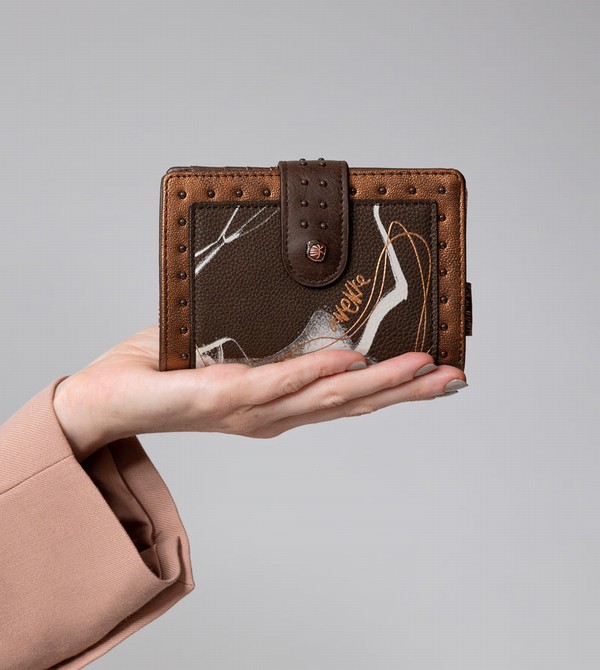 Anekke Nature Shodō Brown Flexible Rfid Geldbörse | 2938-MOALR