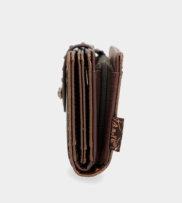 Anekke Nature Shodō Brown Flexible Rfid Geldbörse | 2938-MOALR