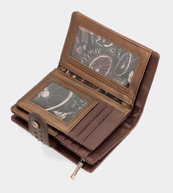 Anekke Nature Shodō Brown Flexible Rfid Geldbörse | 2938-MOALR