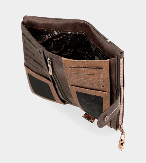 Anekke Nature Shodō Brown Rfid Flexi Brown Geldbörse | 3604-USAOT