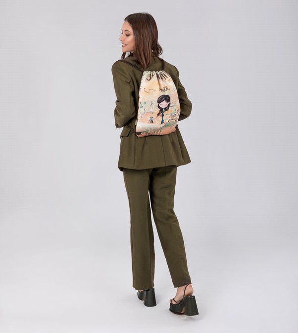 Anekke Peace & Love Fabric Drawstring Rucksäcke | 9715-GFPKB