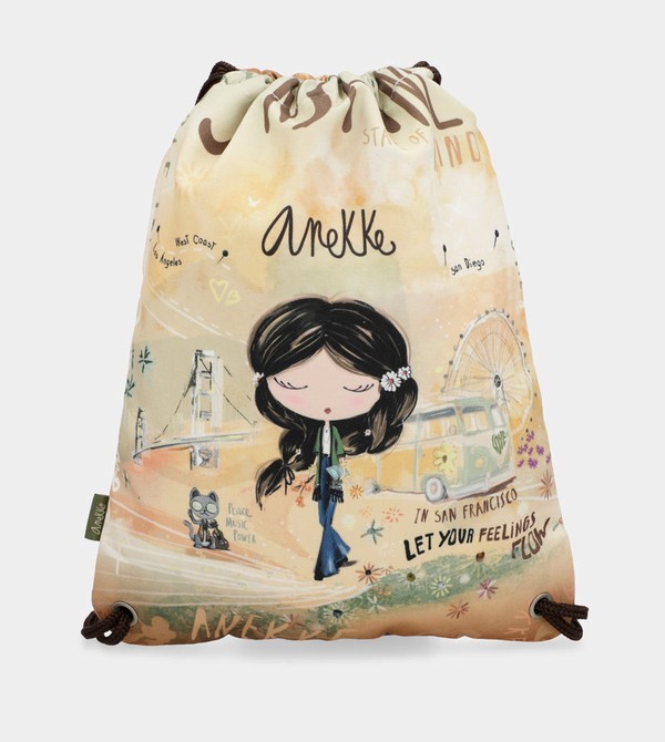 Anekke Peace & Love Fabric Drawstring Rucksäcke | 9715-GFPKB