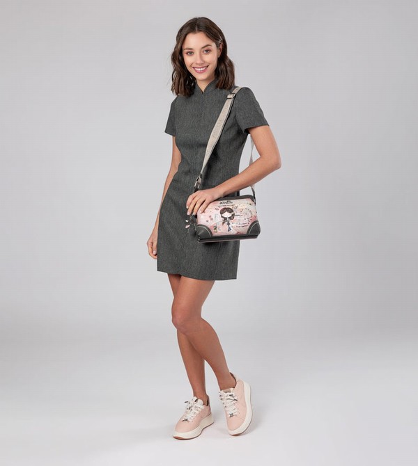 Anekke Peace & Love Pink 2-compartment Umhängetasche | 3956-ADFLW