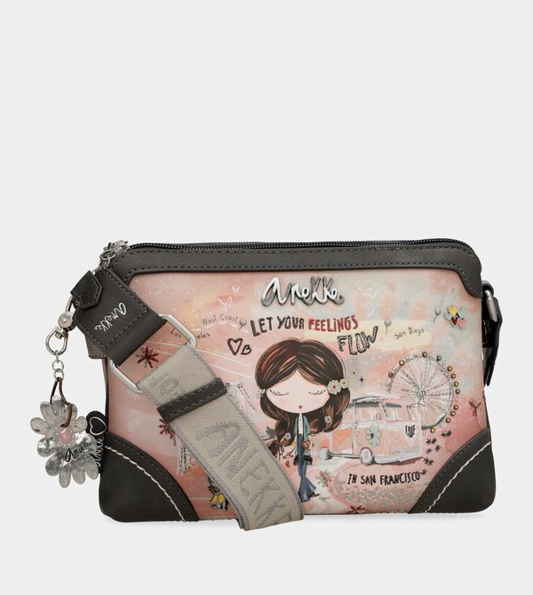 Anekke Peace & Love Pink 2-compartment Umhängetasche | 3956-ADFLW