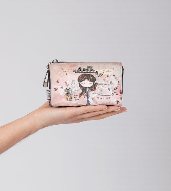 Anekke Peace & Love Pink 3-compartment Coin Geldbörse | 2710-IMFAB