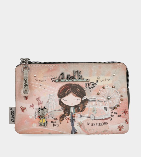 Anekke Peace & Love Pink 3-compartment Coin Geldbörse | 2710-IMFAB