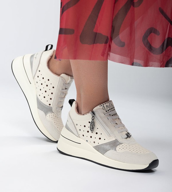 Anekke White Wedge With Polka Dots Schuhe | 8620-NJPVS